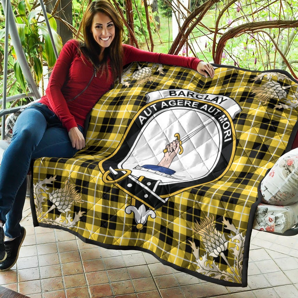 Barclay Dress Modern Tartan Crest Premium Quilt - Gold Thistle Style