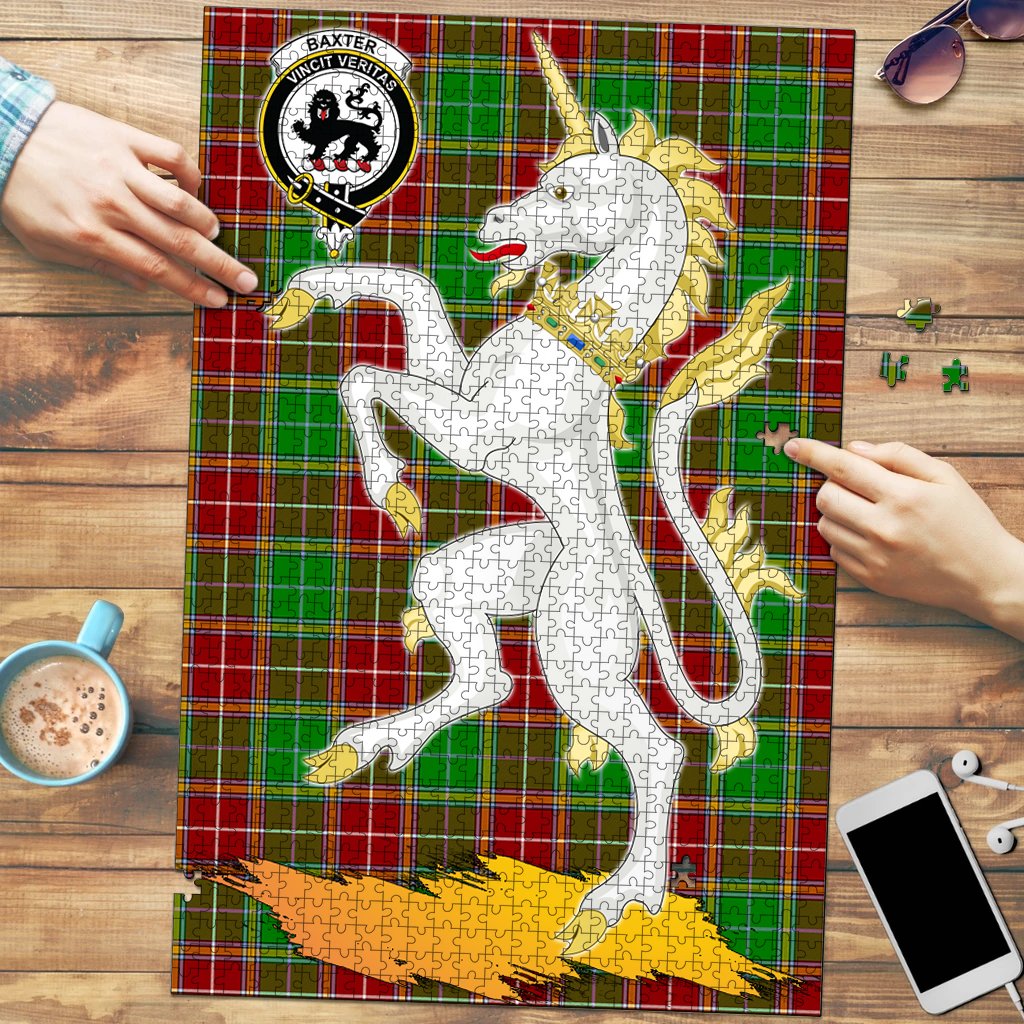 Baxter Modern Tartan Crest Unicorn Scotland Jigsaw Puzzles