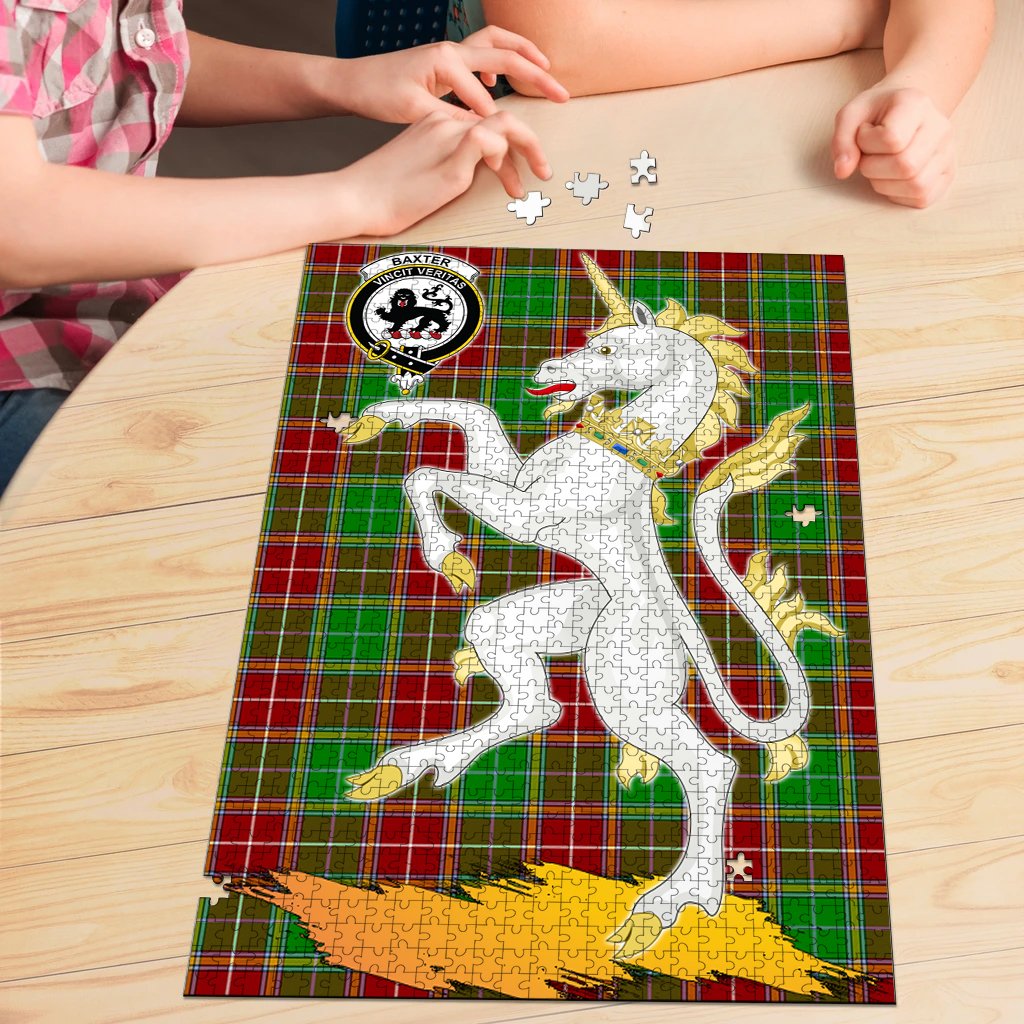 Baxter Modern Tartan Crest Unicorn Scotland Jigsaw Puzzles