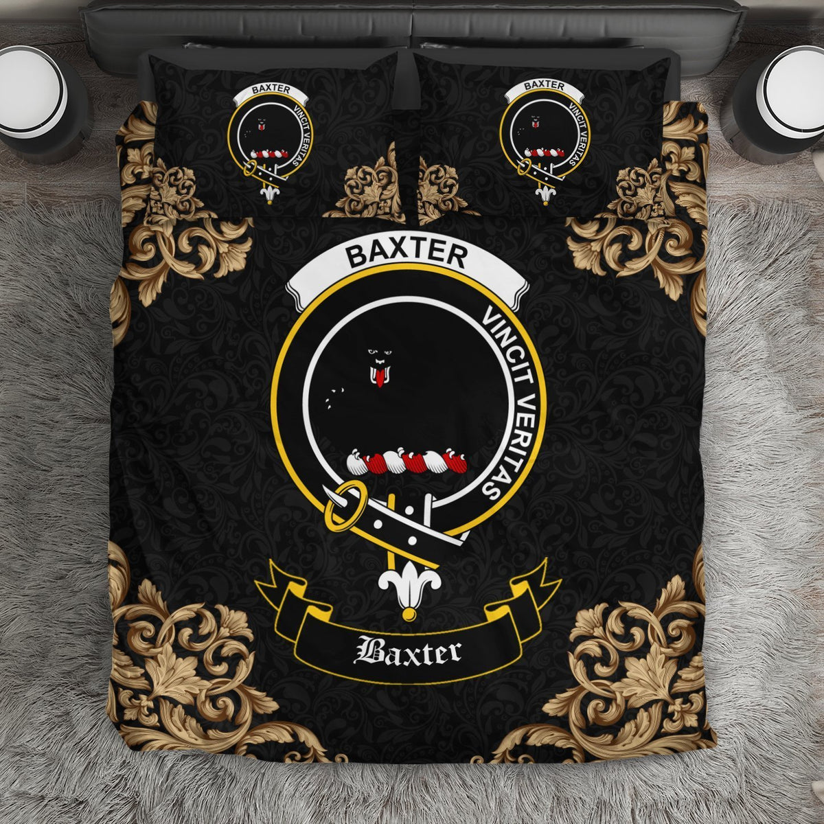 Baxter Crest Black Bedding Set
