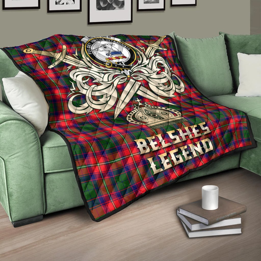Belshes Tartan Crest Legend Gold Royal Premium Quilt