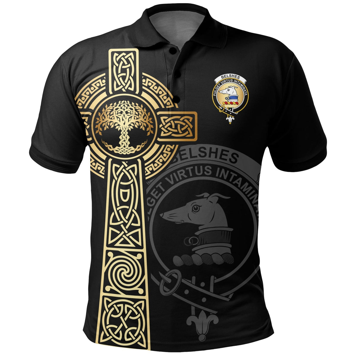 Belshes (or Belsches) Clan Unisex Polo Shirt - Celtic Tree Of Life