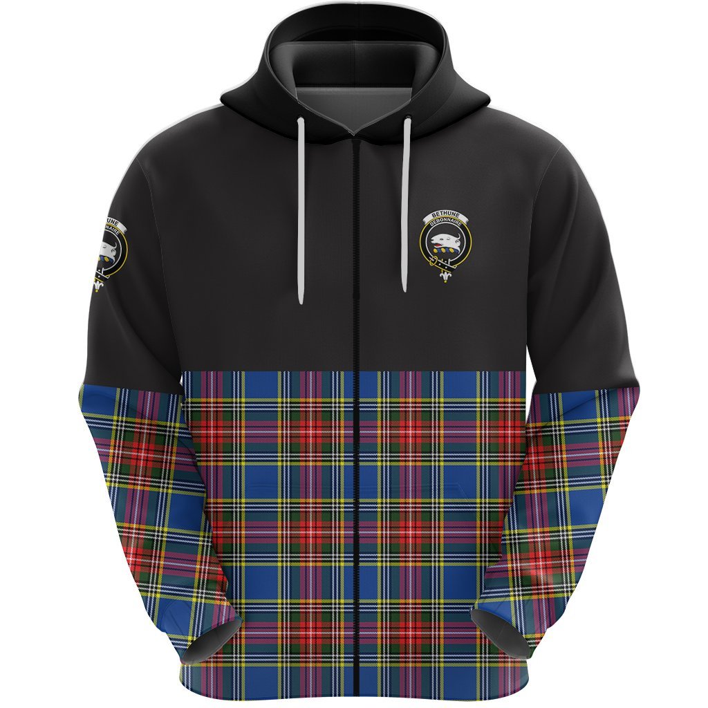 Bethune Clan Half Of Tartan Zipper Hoodie