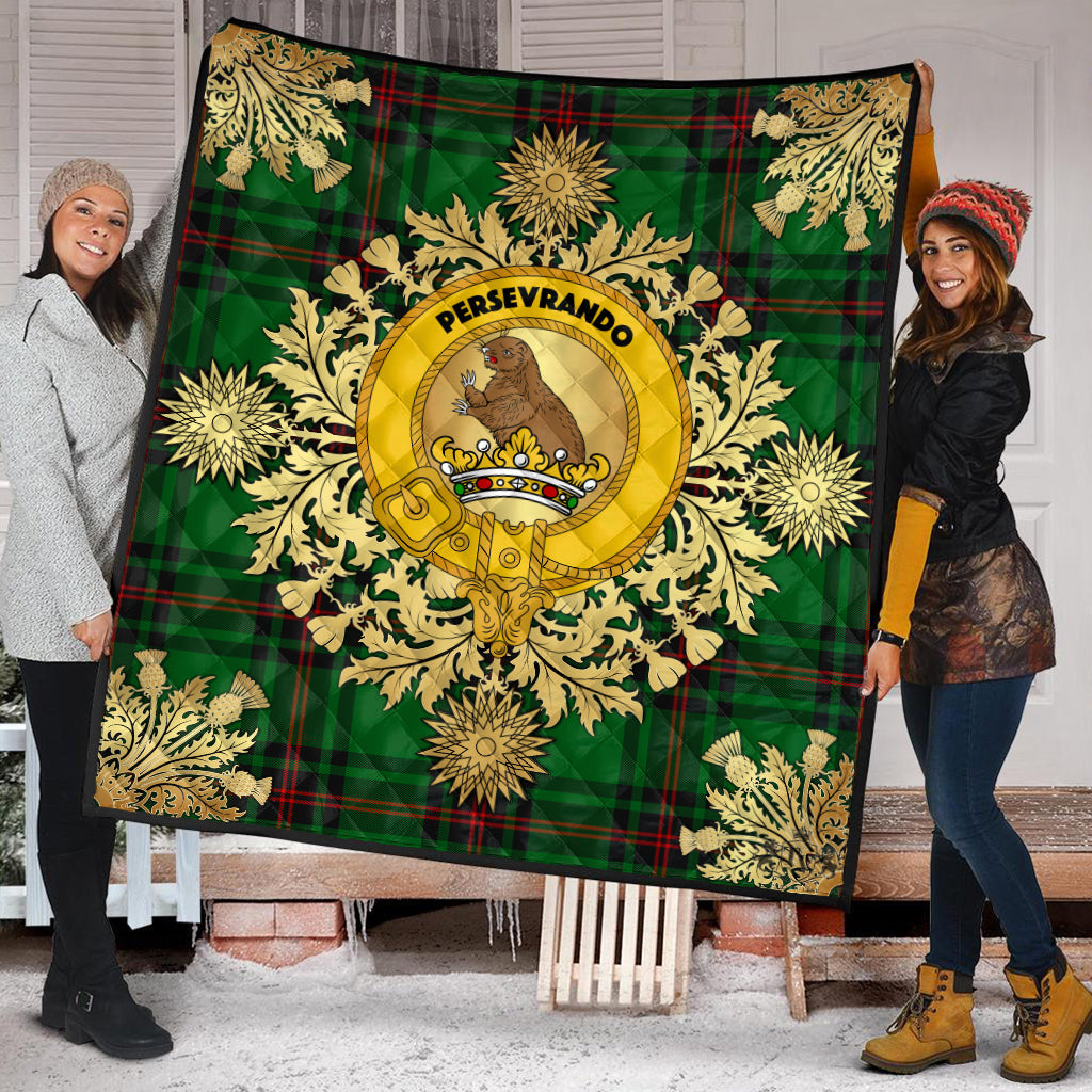 Beveridge Tartan Crest Premium Quilt - Gold Thistle Style