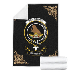 Beveridge (Beveridge-Duncan) Crest Tartan Premium Blanket Black