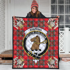 Binning Tartan Crest Premium Quilt - Gold Thistle Style