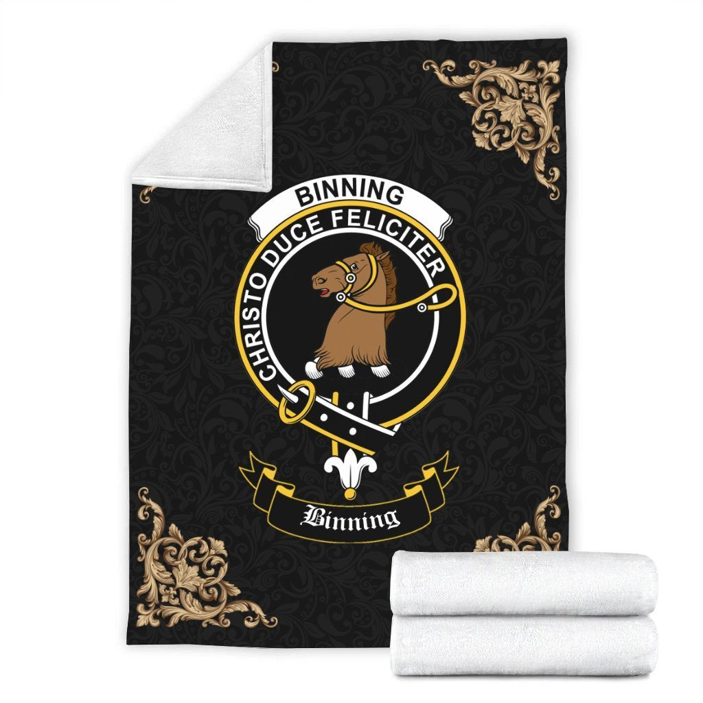 Binning (of Wallifoord) Crest Tartan Premium Blanket Black