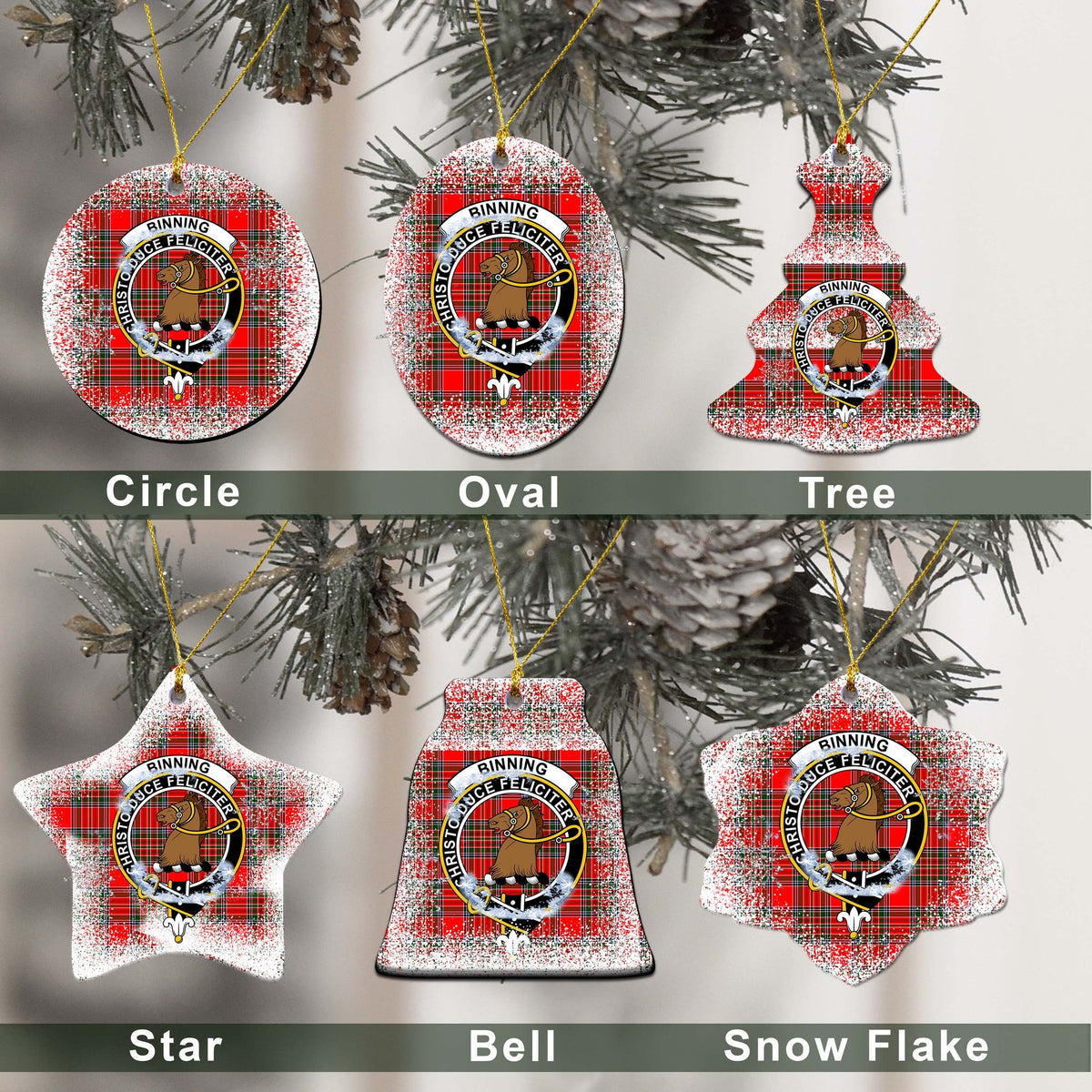 Binning of Wallifoord Tartan Christmas Ceramic Ornament - Snow Style