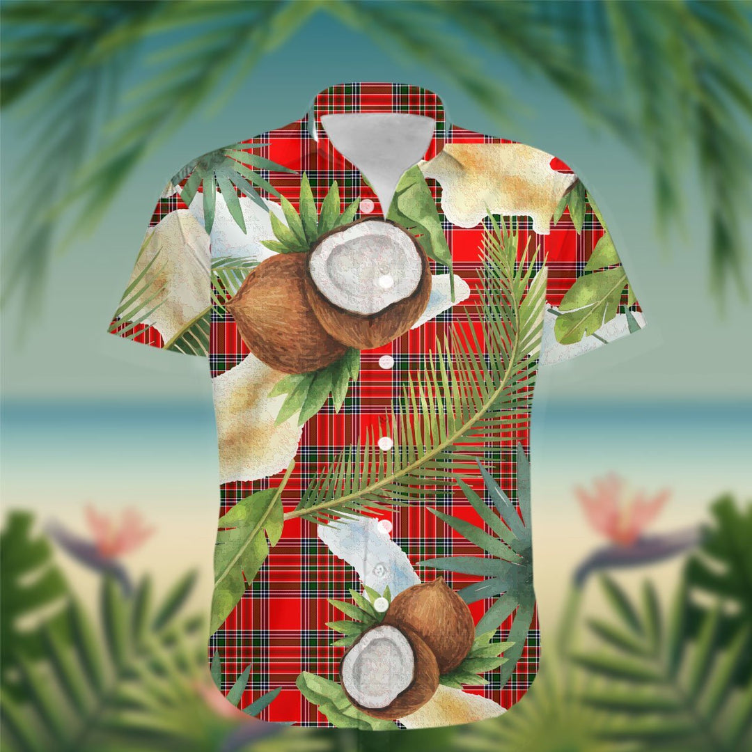 Binning of Wallifoord Tartan Hawaiian Shirt Hibiscus, Coconut, Parrot, Pineapple - Tropical Garden Shirt