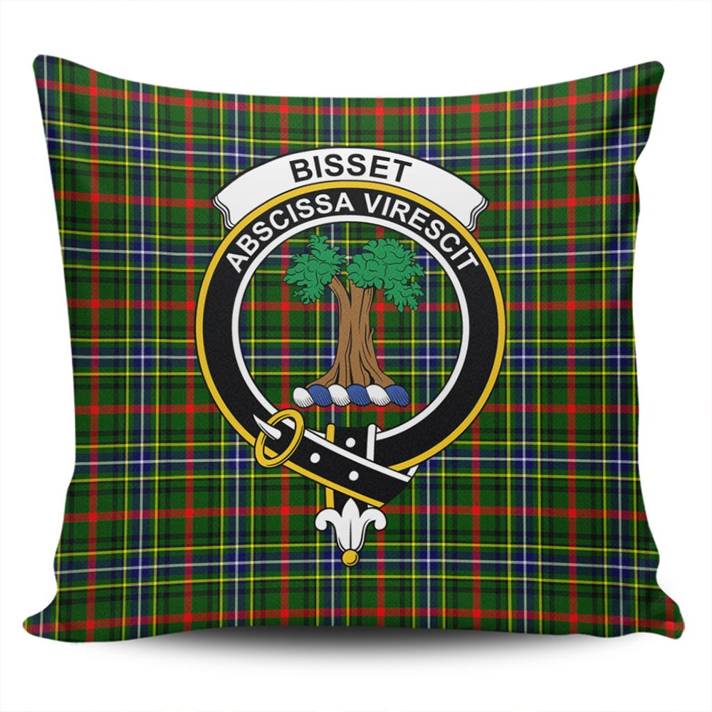 Scottish Bisset Tartan Crest Pillow Cover - Tartan Cushion Cover