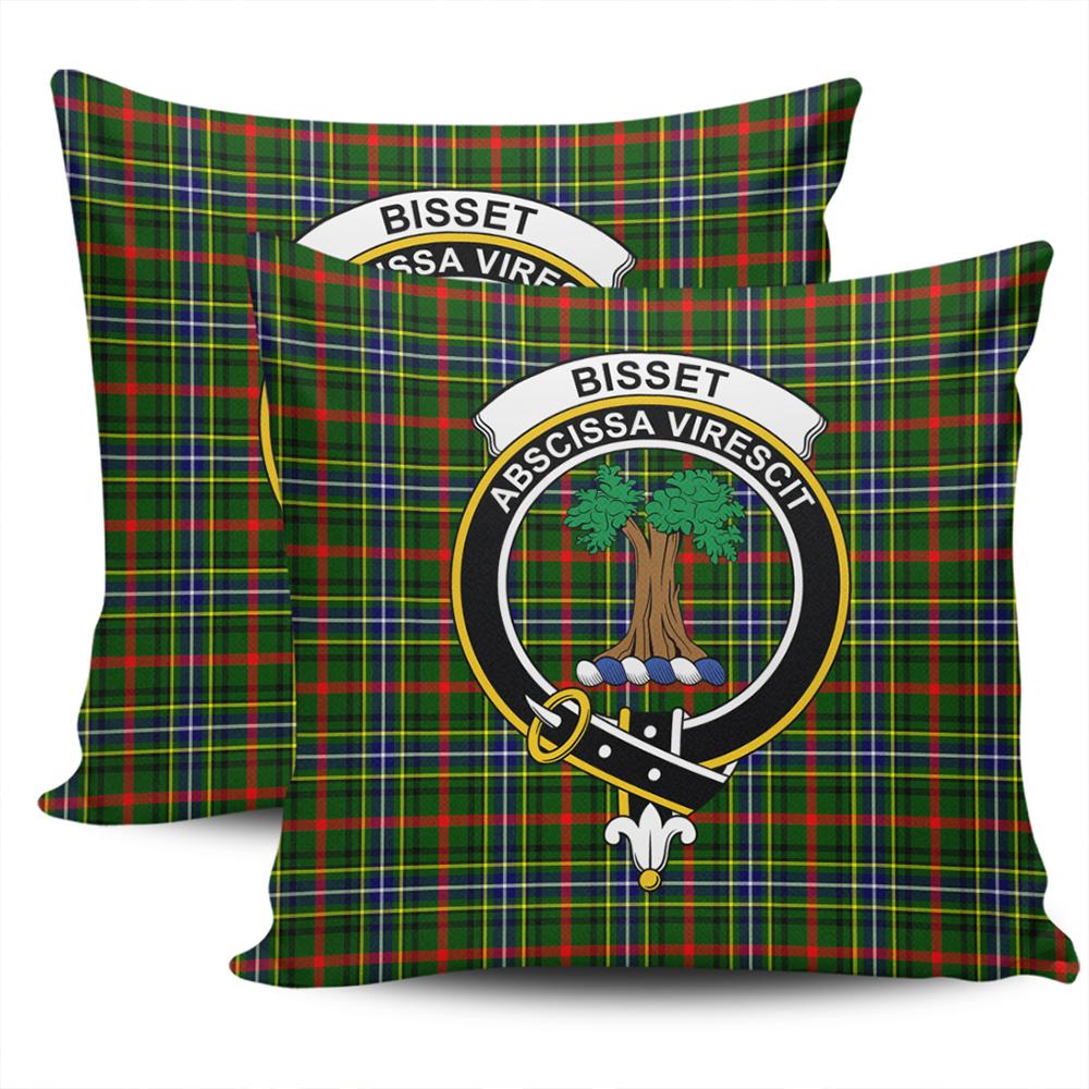 Scottish Bisset Tartan Crest Pillow Cover - Tartan Cushion Cover