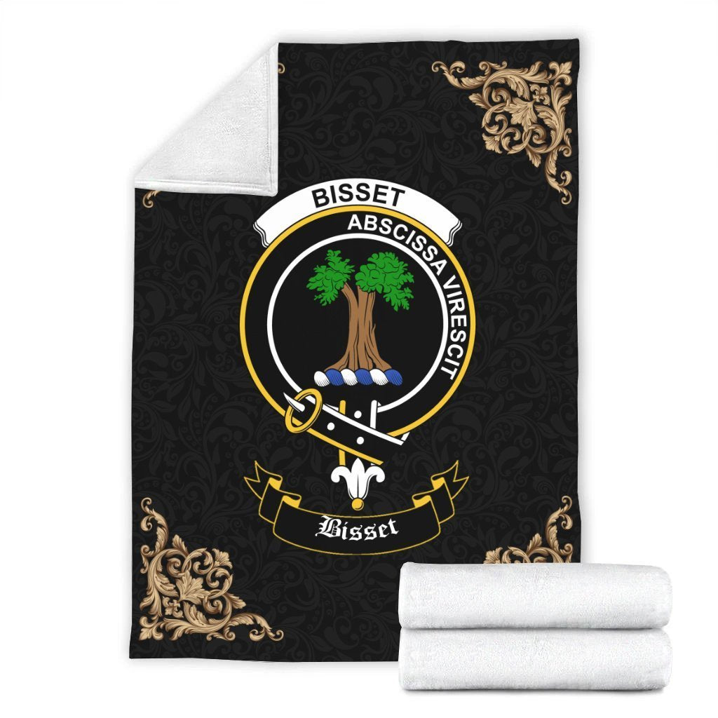 Bisset Crest Tartan Premium Blanket Black