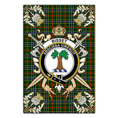 Bisset Tartan Crest Black Garden Flag - Gold Thistle Style