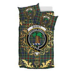 Bisset Tartan Crest Bedding Set - Golden Thistle Style