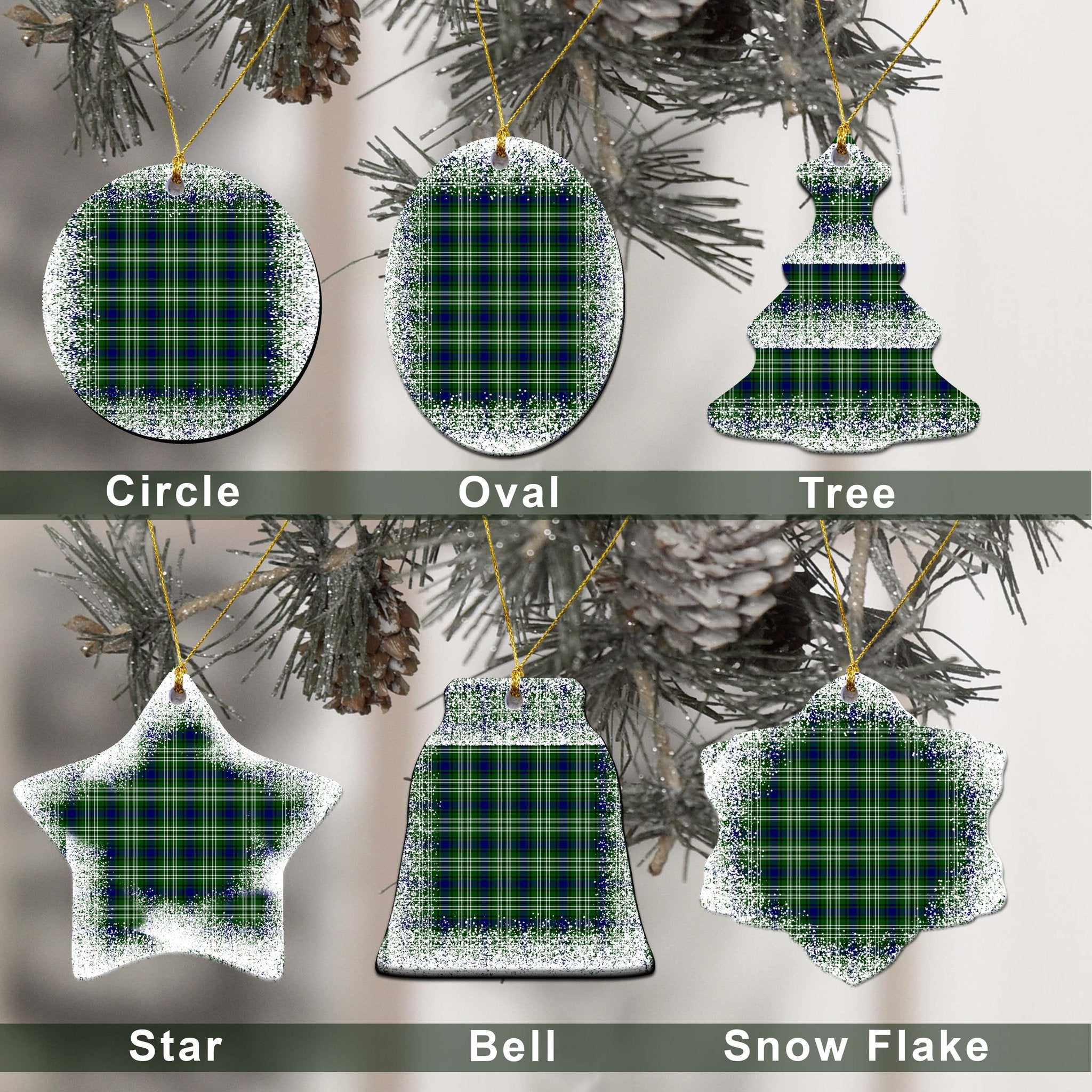 Blackadder Tartan Christmas Ceramic Ornament - Snow Style