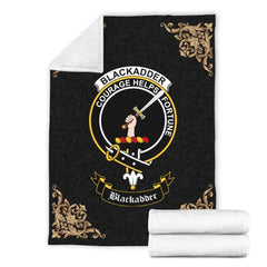 Blackadder Crest Tartan Premium Blanket Black