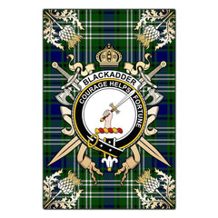 Blackadder Tartan Crest Black Garden Flag - Gold Thistle Style