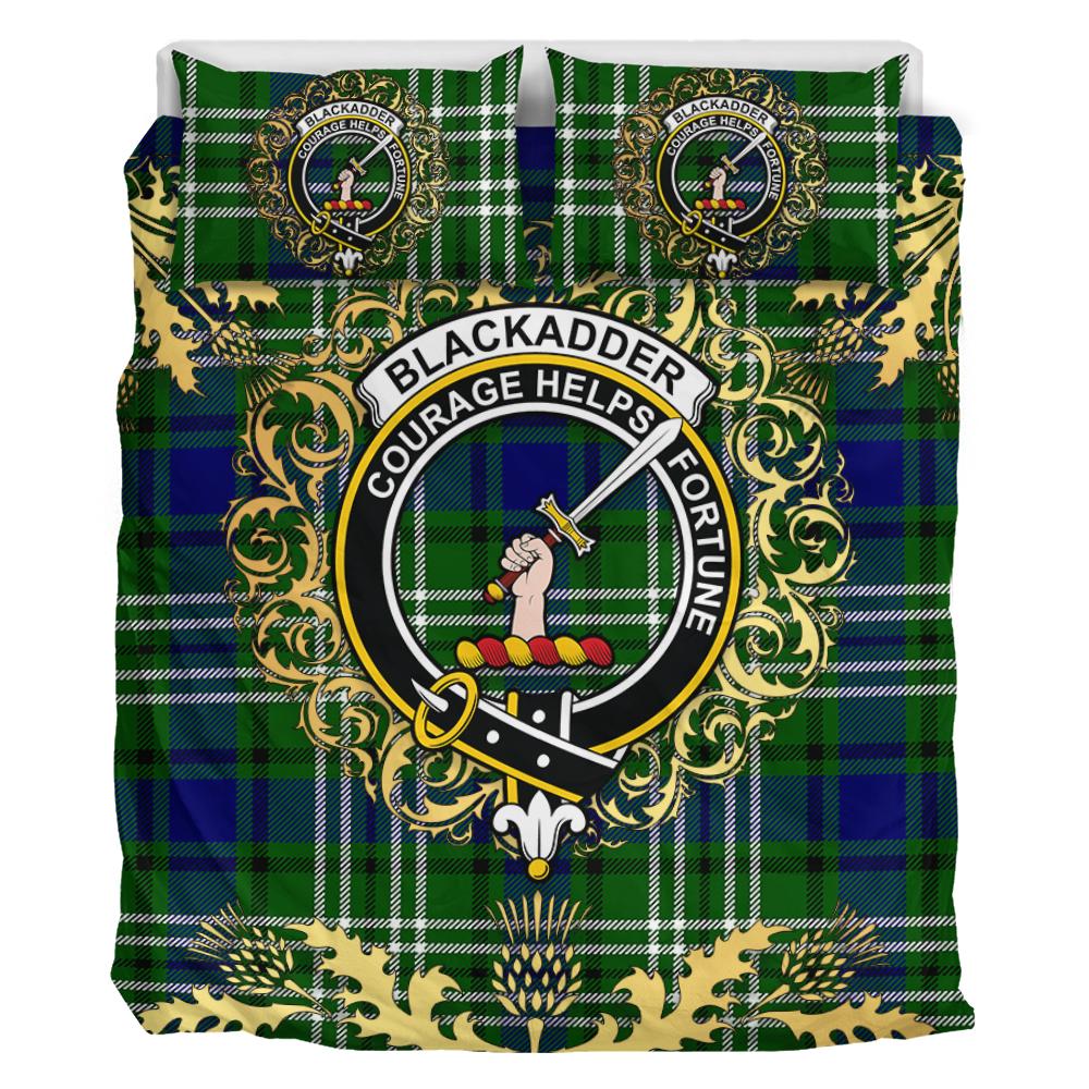 Blackadder Tartan Crest Bedding Set - Golden Thistle Style