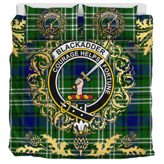 Blackadder Tartan Crest Bedding Set - Golden Thistle Style