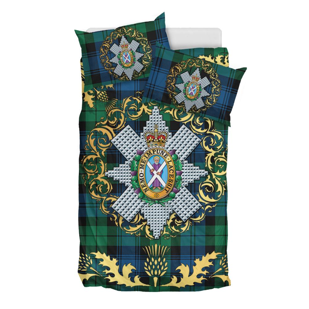 Blackwatch Ancient Tartan Crest Bedding Set - Golden Thistle Style