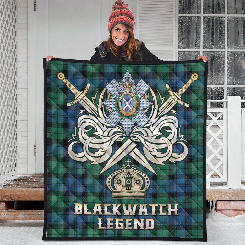 Blackwatch Ancient Tartan Crest Legend Gold Royal Premium Quilt