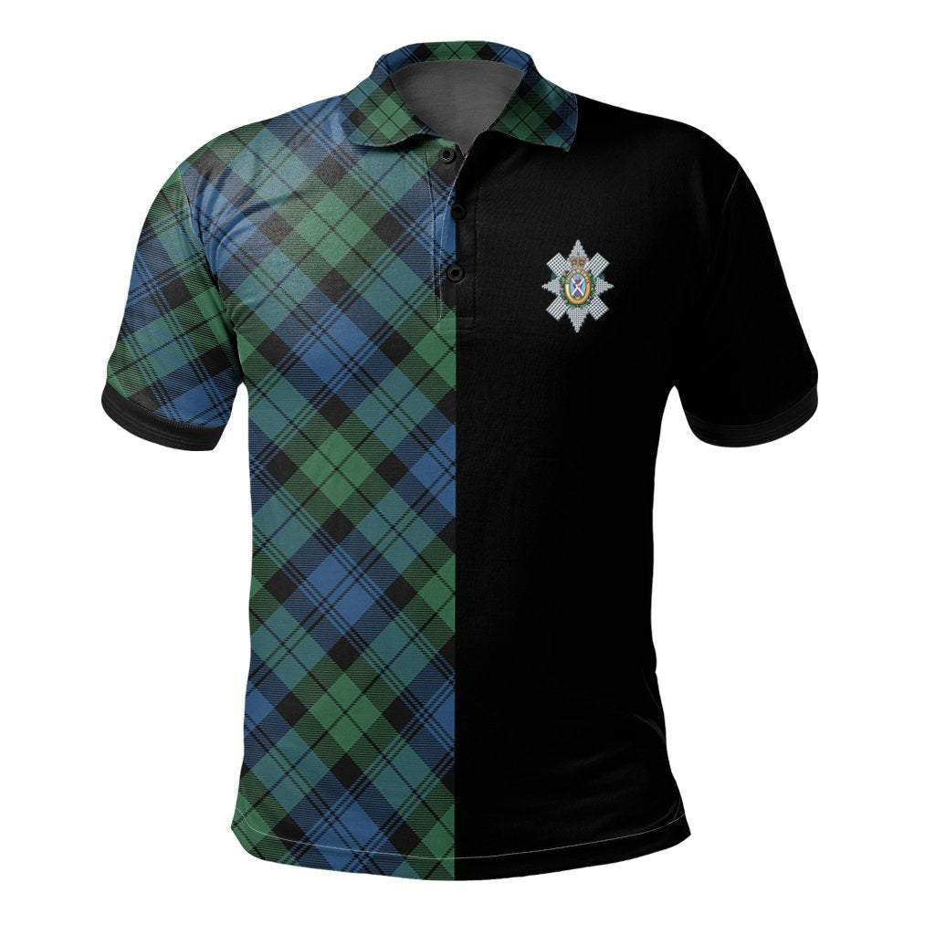 Blackwatch Ancient Tartan Polo Shirt Half of Me - Cross Style