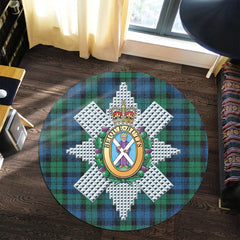 Blackwatch Ancient Tartan Crest Round Rug