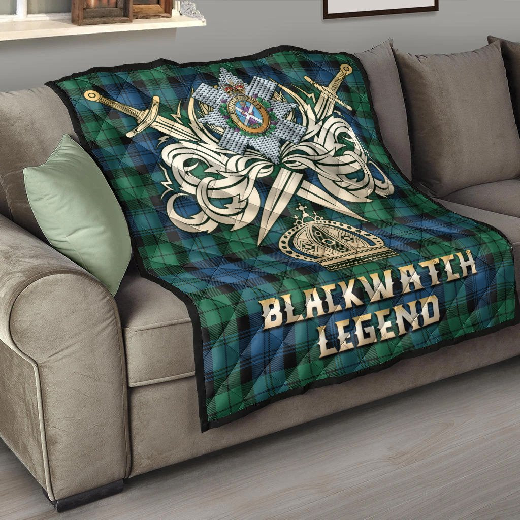 Blackwatch Ancient Tartan Crest Legend Gold Royal Premium Quilt