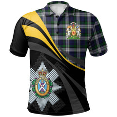 Blackwatch Dress (Asymmetrical) Tartan Polo Shirt - Royal Coat Of Arms Style
