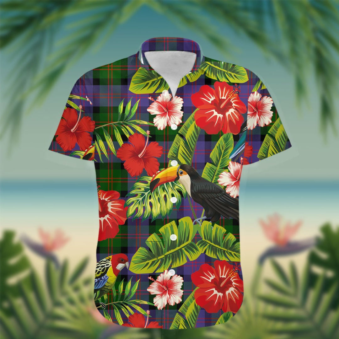 Blair Tartan Hawaiian Shirt Hibiscus, Coconut, Parrot, Pineapple - Tropical Garden Shirt