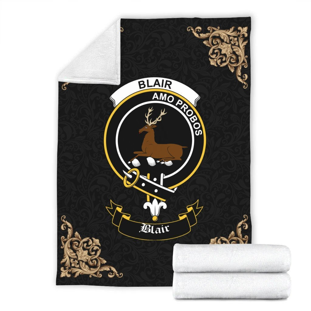 Blair Crest Tartan Premium Blanket Black