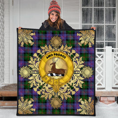 Blair Modern Tartan Crest Premium Quilt - Gold Thistle Style