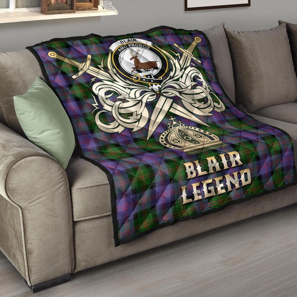 Blair Modern Tartan Crest Legend Gold Royal Premium Quilt