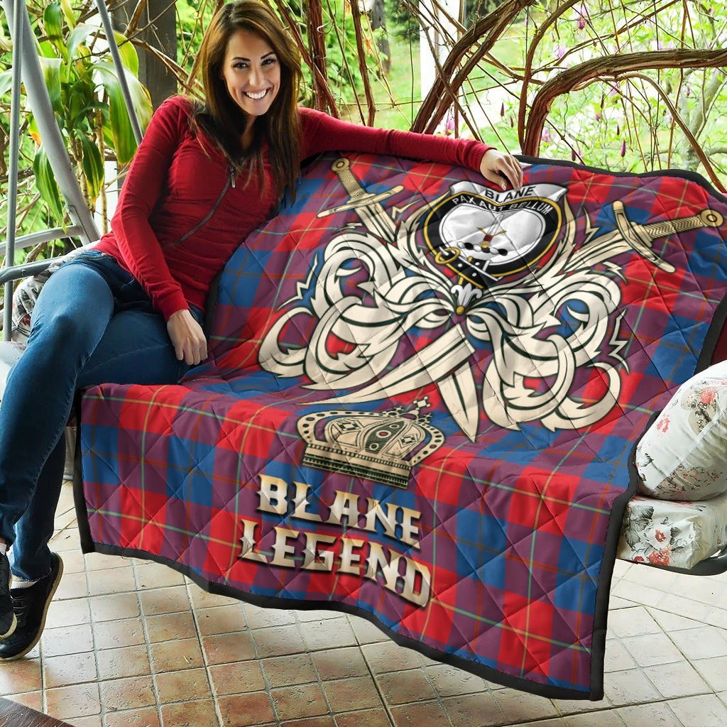 Blane Tartan Crest Legend Gold Royal Premium Quilt