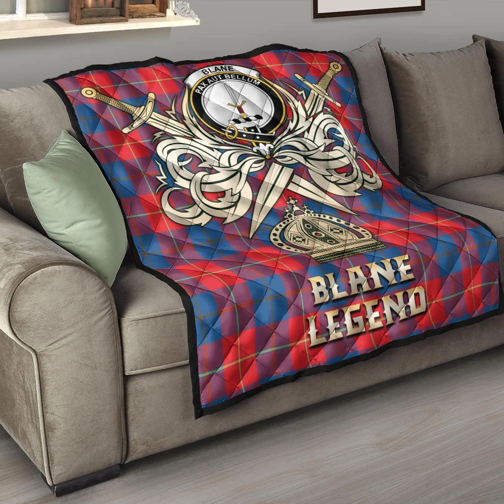 Blane Tartan Crest Legend Gold Royal Premium Quilt