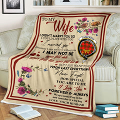 Scots Print Blanket - Cameron Tartan Crest Blanket To My Wife Style, Gift From Scottish Husband