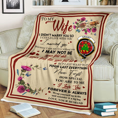 Scots Print Blanket - Grant Tartan Crest Blanket To My Wife Style, Gift From Scottish Husband