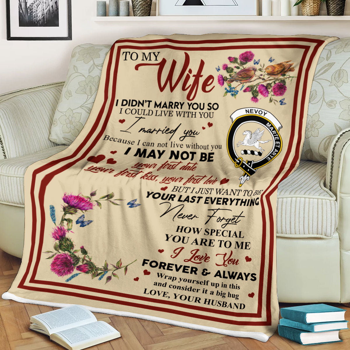Scots Print Blanket - Nevoy Tartan Crest Blanket To My Wife Style, Gift From Scottish Husband