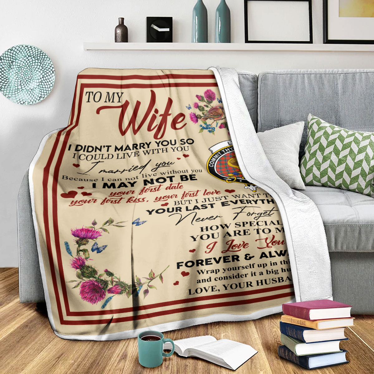 Scots Print Blanket - Lyall Tartan Crest Blanket To My Wife Style, Gift From Scottish Husband