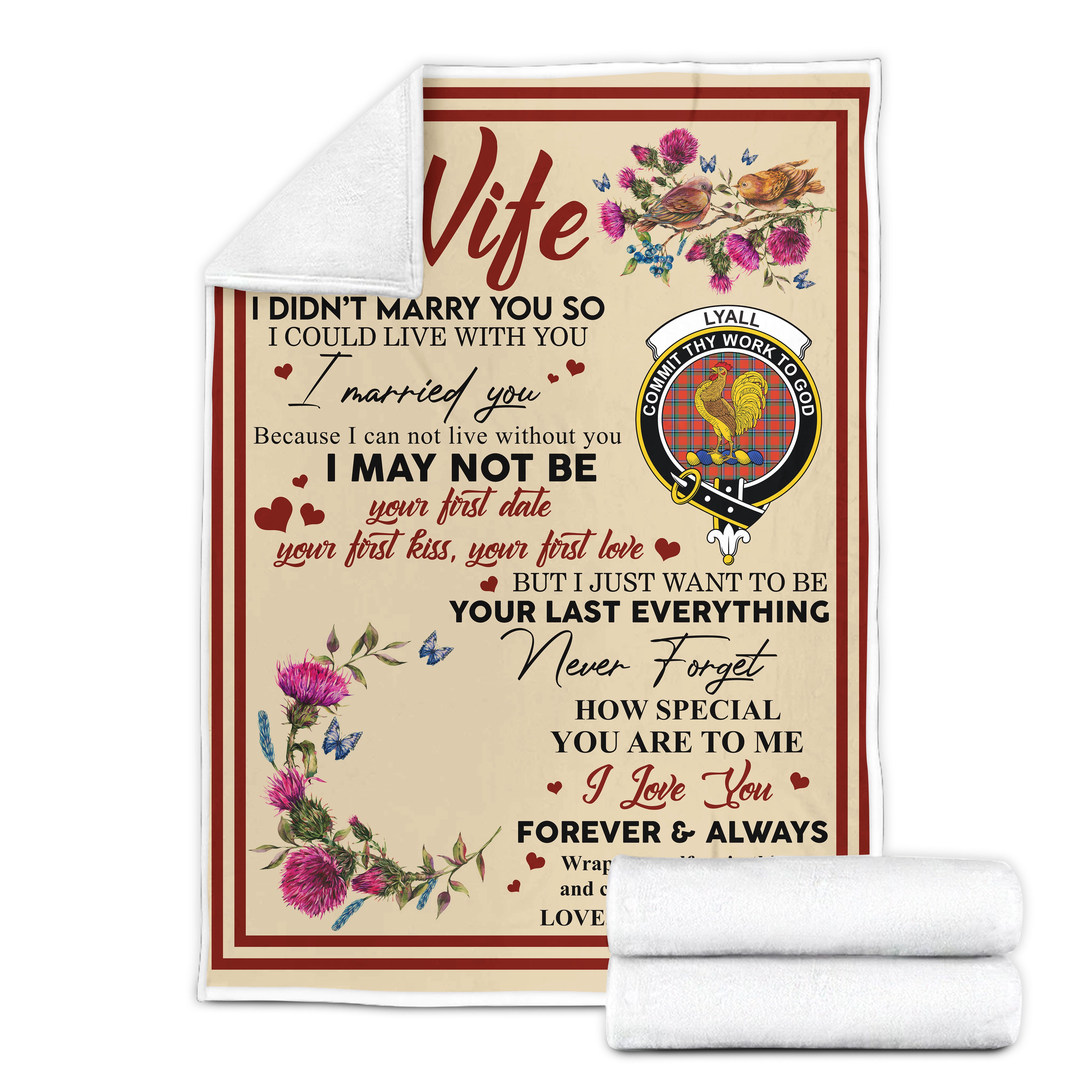 Scots Print Blanket - Lyall Tartan Crest Blanket To My Wife Style, Gift From Scottish Husband