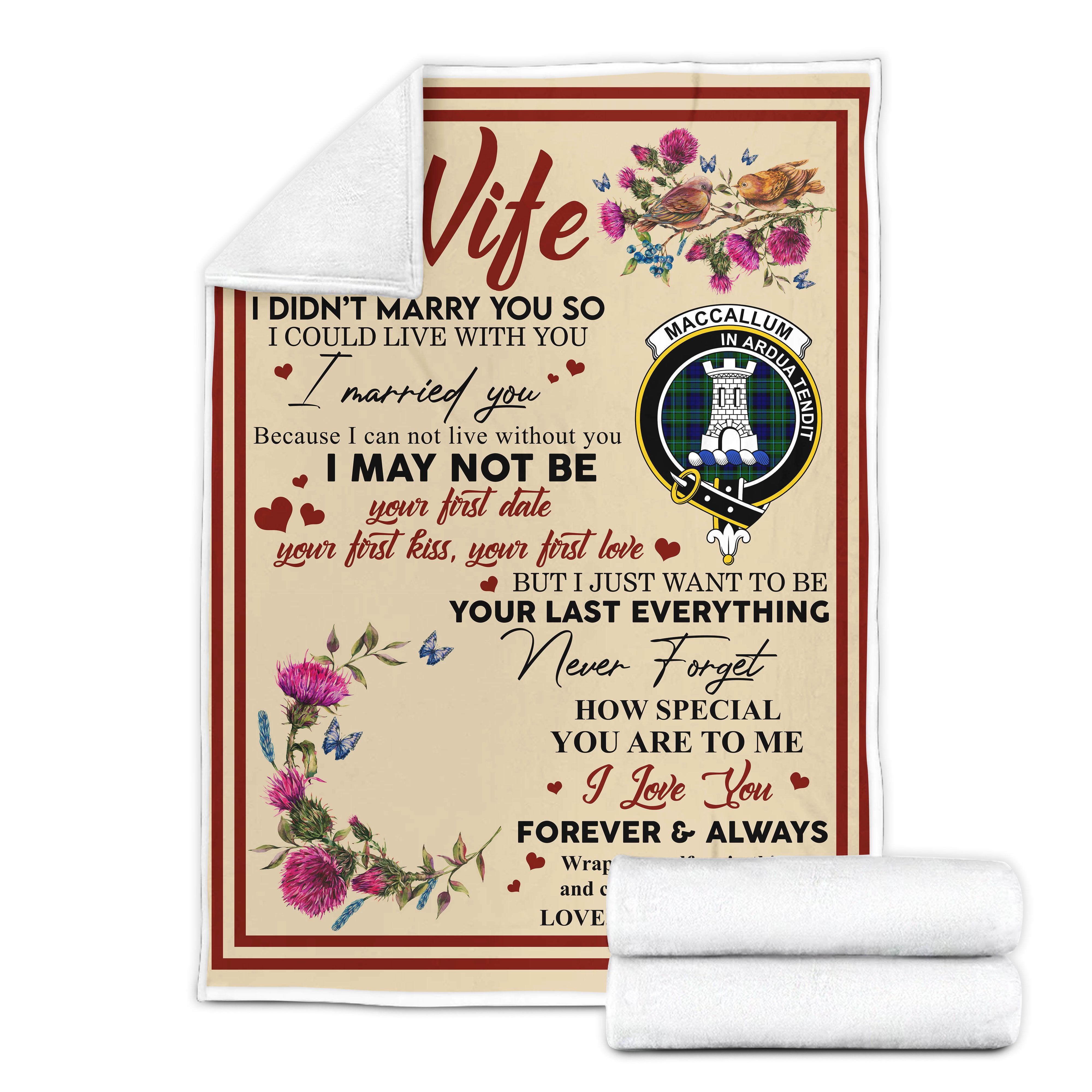 Scots Print Blanket - MacCallum Tartan Crest Blanket To My Wife Style, Gift From Scottish Husband