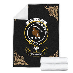 Borthwick Crest Tartan Premium Blanket Black