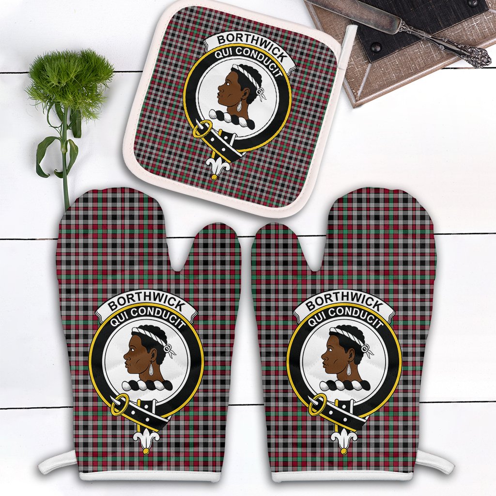 Borthwick Ancient Tartan Crest Oven Mitt And Pot Holder (2 Oven Mitts + 1 Pot Holder)