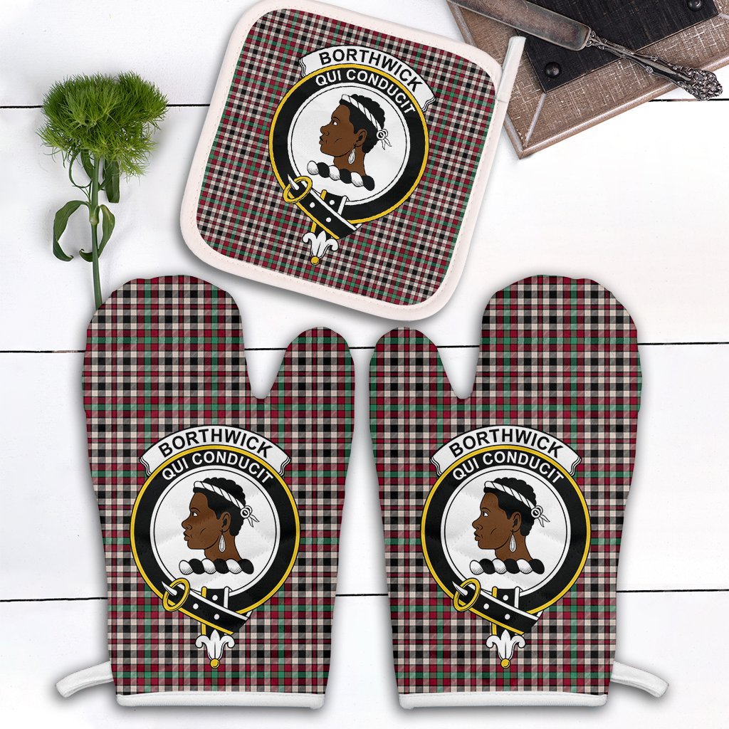 Borthwick Dress Ancient Tartan Crest Oven Mitt And Pot Holder (2 Oven Mitts + 1 Pot Holder)