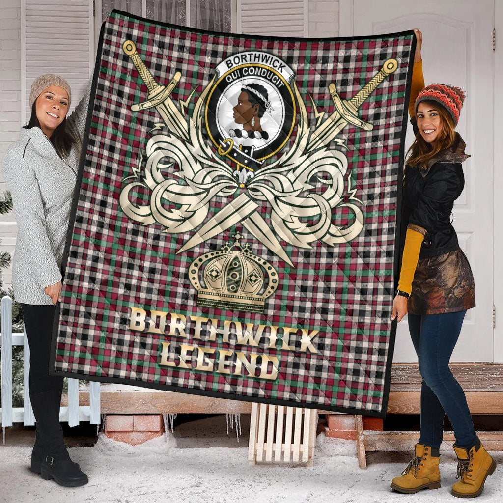 Borthwick Dress Ancient Tartan Crest Legend Gold Royal Premium Quilt
