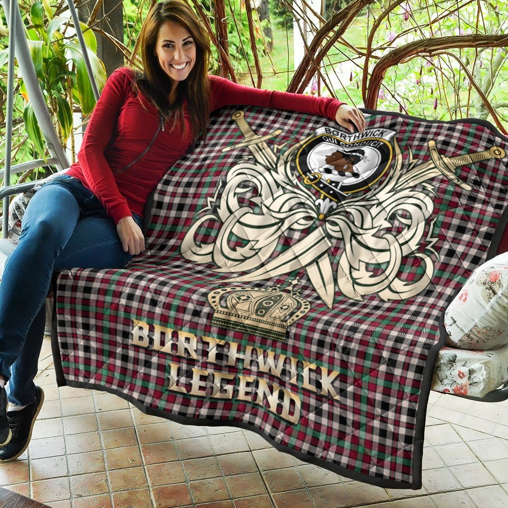 Borthwick Dress Ancient Tartan Crest Legend Gold Royal Premium Quilt