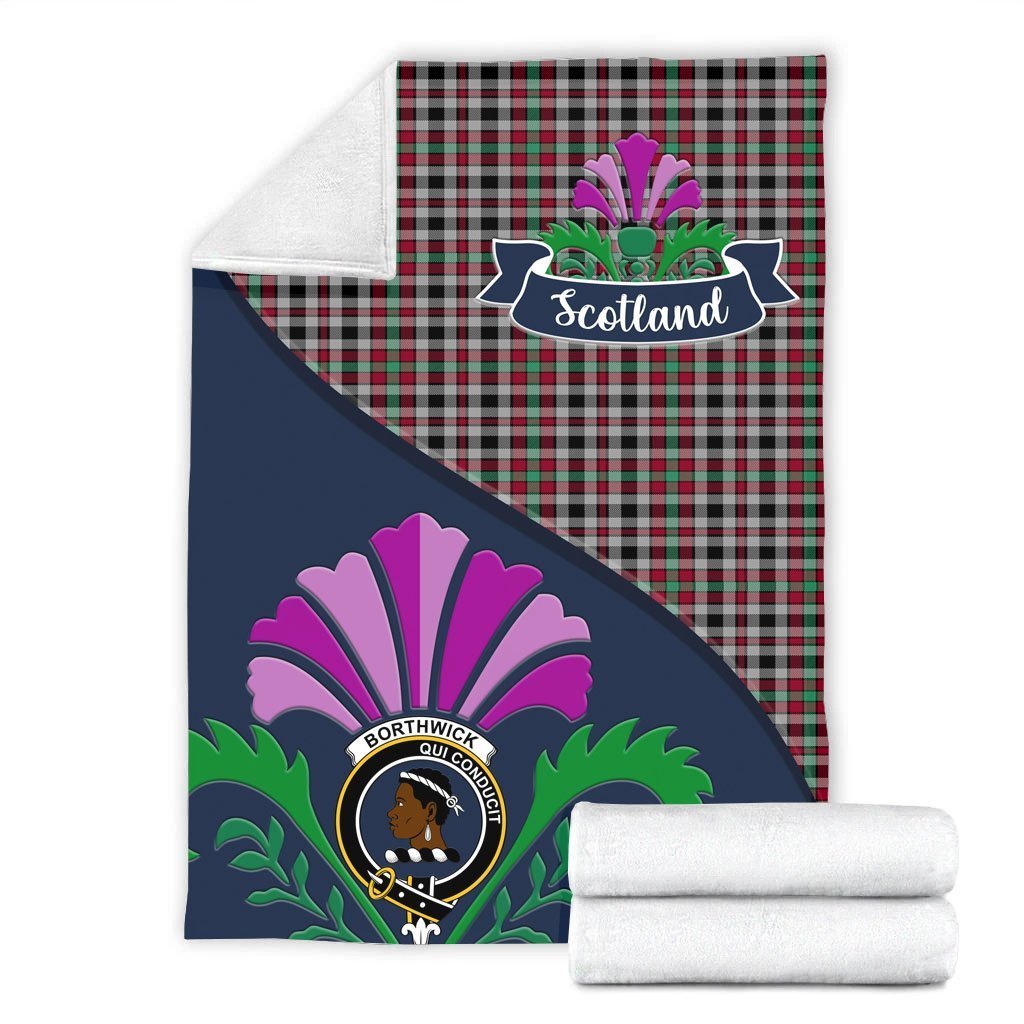 Borthwick Tartan Crest Premium Blanket - Thistle Style