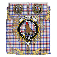 Boswell Modern Tartan Crest Bedding Set - Golden Thistle Style