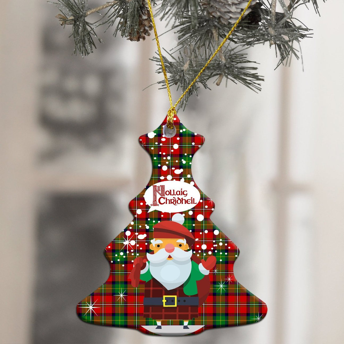 Boyd Modern Tartan Christmas Ceramic Ornament - Santa Style