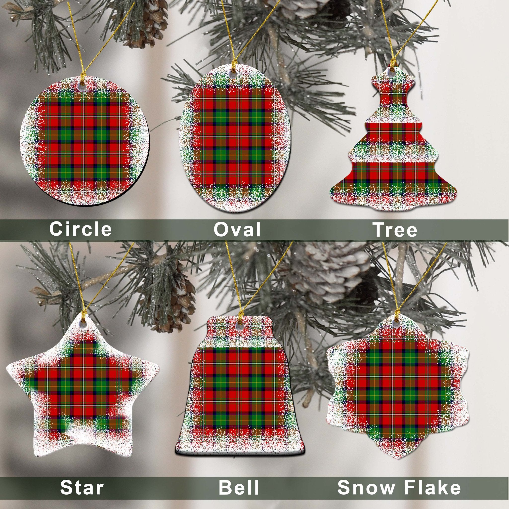 Boyd Tartan Christmas Ceramic Ornament - Snow Style